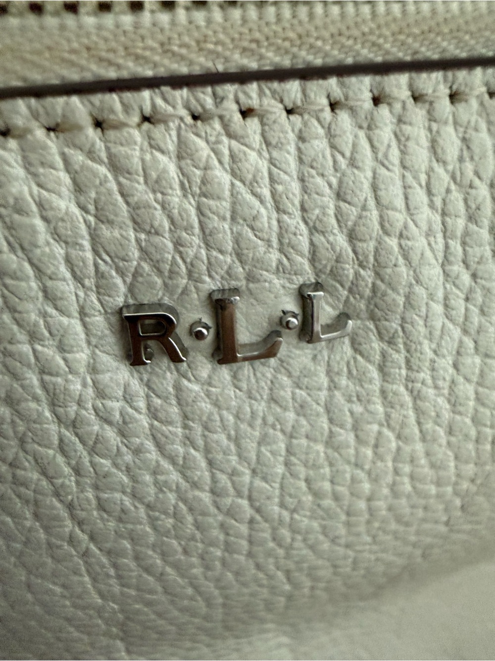 Lauren Ralph Lauren Lowell Tote White Pebbled Leather I - Picture 6 of 16